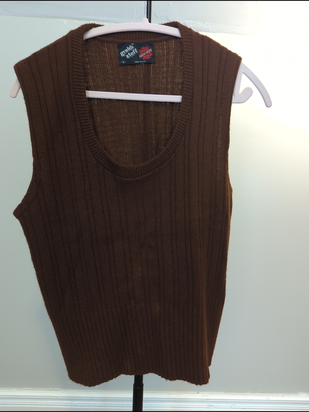 Robert Bruce GrubbStuff Brown Ribbed Knit Tank